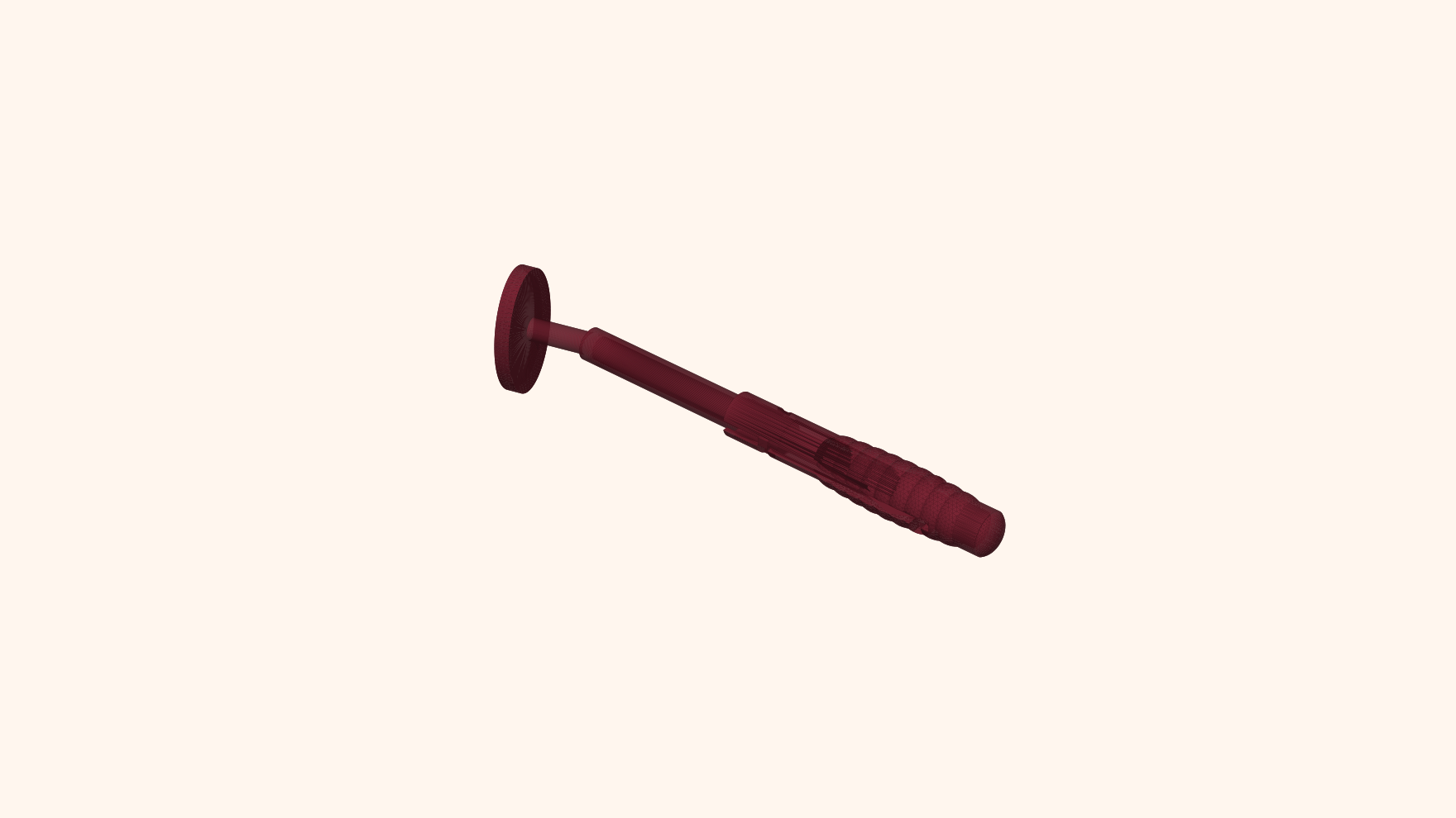 Prototype of the Swoop telescoping hairbrush in oxblood red
